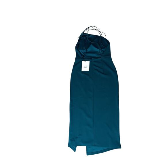 New HELLO MOLLY Embark With You Midi Stretchy Crepe Dress Teal SZ 2 - Picture 9 of 15